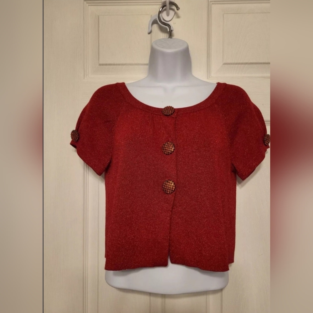 Nicole Miller cardigan short sweater red small